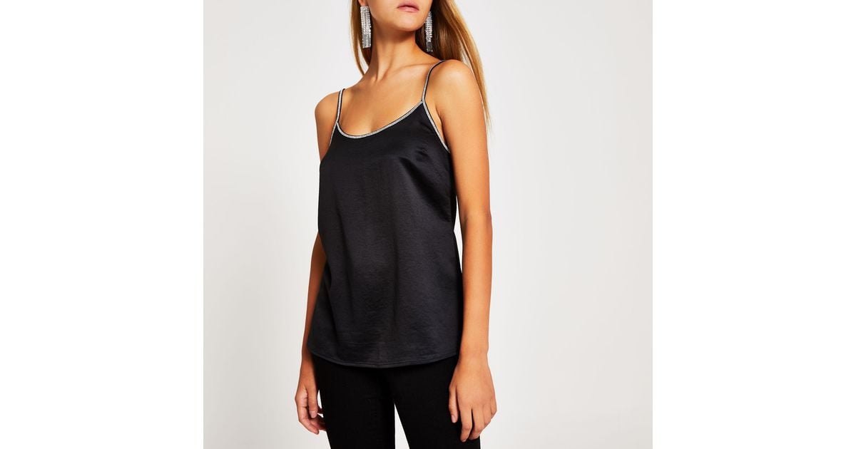 River Island Satin Diamante Trim Cami 