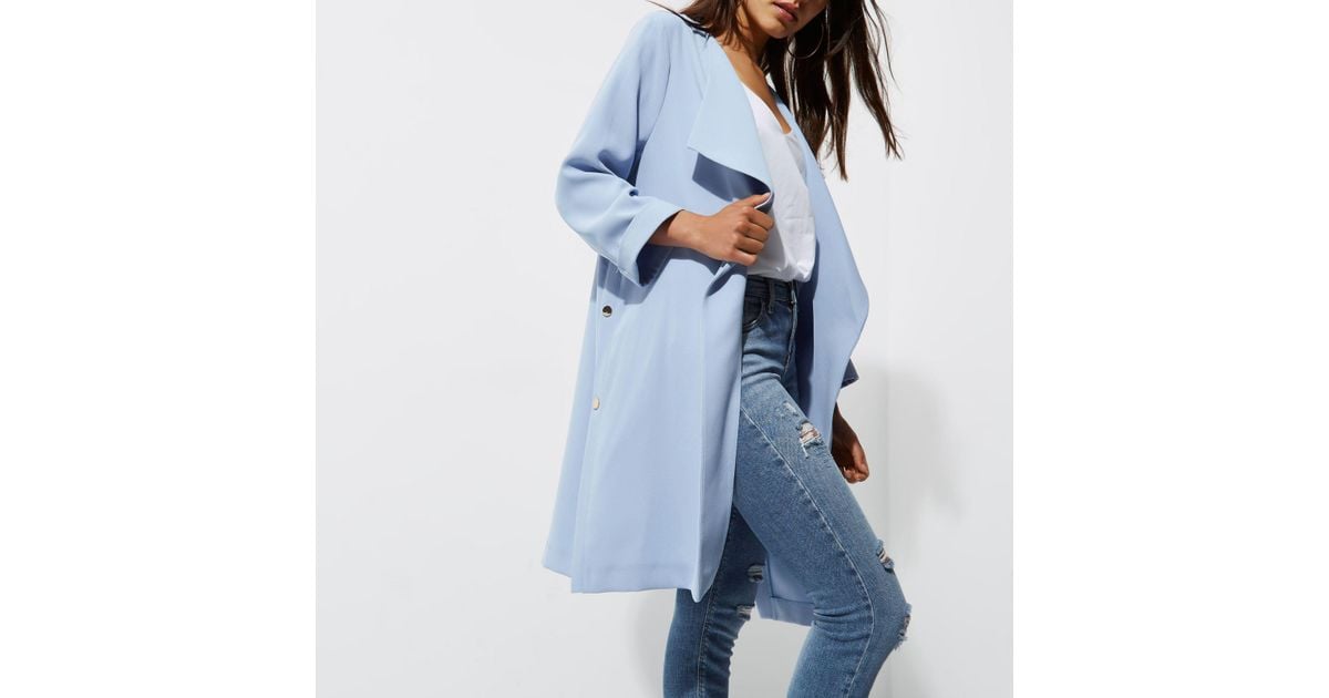 Petite Light Blue Duster Coat 