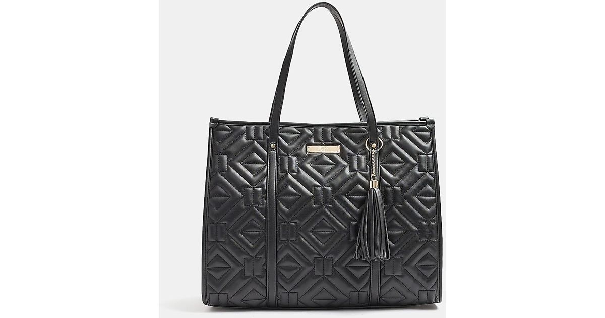 River Island Black Quilted Shopper Bag Lyst