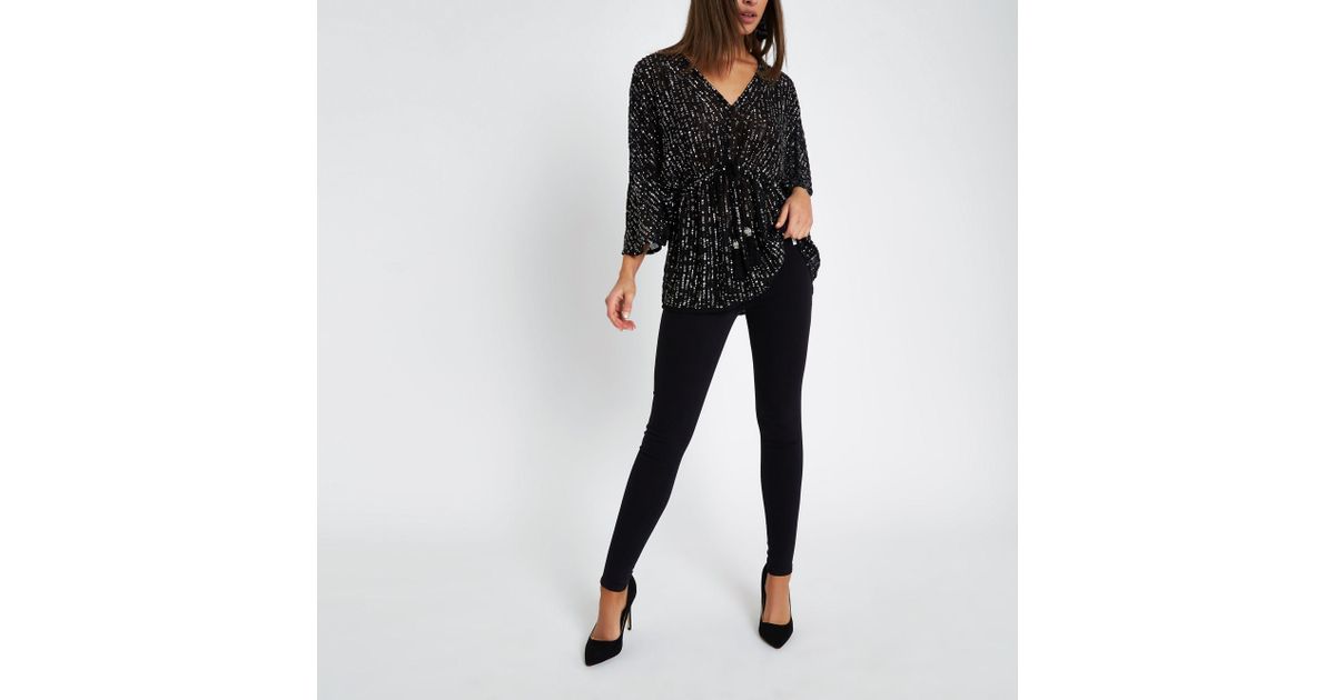 River Island Synthetic Sequin Kimono in 
