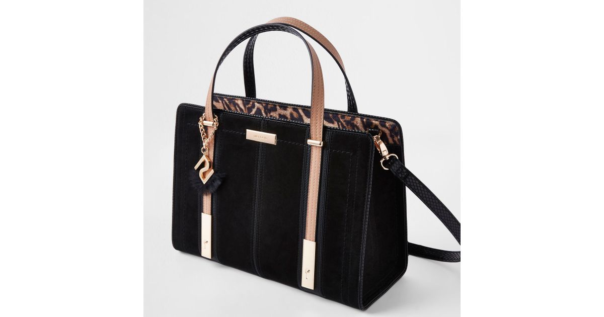 light pink contrast snake panel tote bag