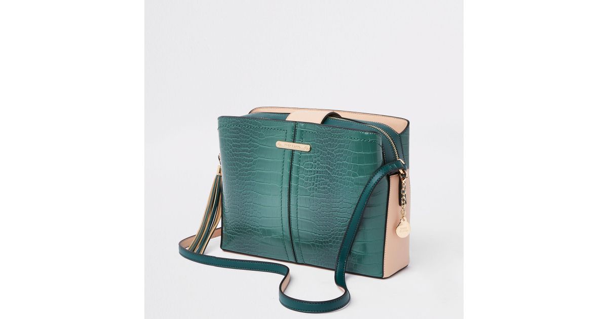 river island black triple compartment cross body bag