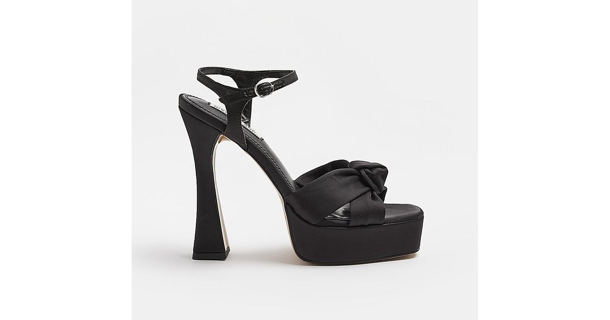 River Island Satin Platform Heels in Black Lyst UK