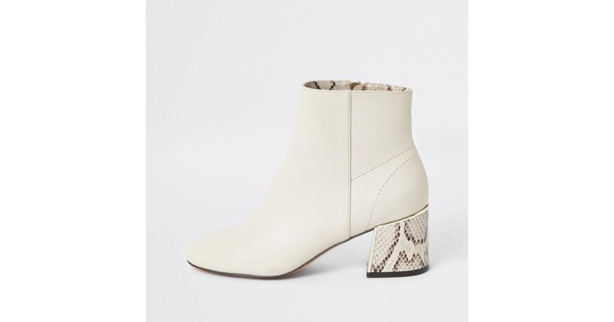 snake print block heel boots