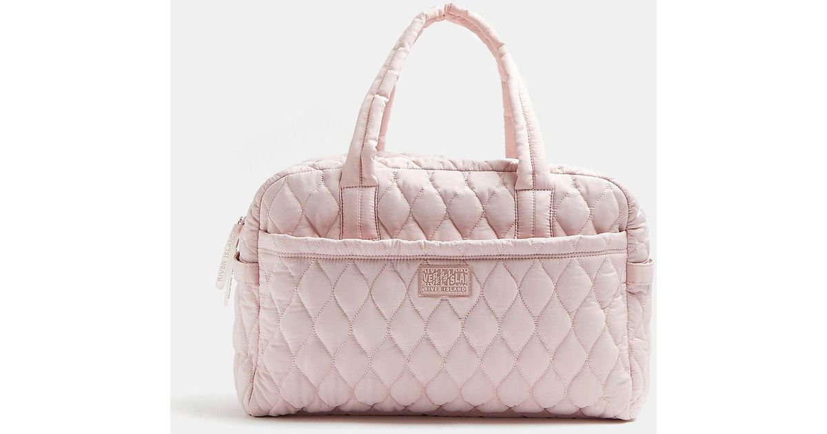 river island grey quilted bag