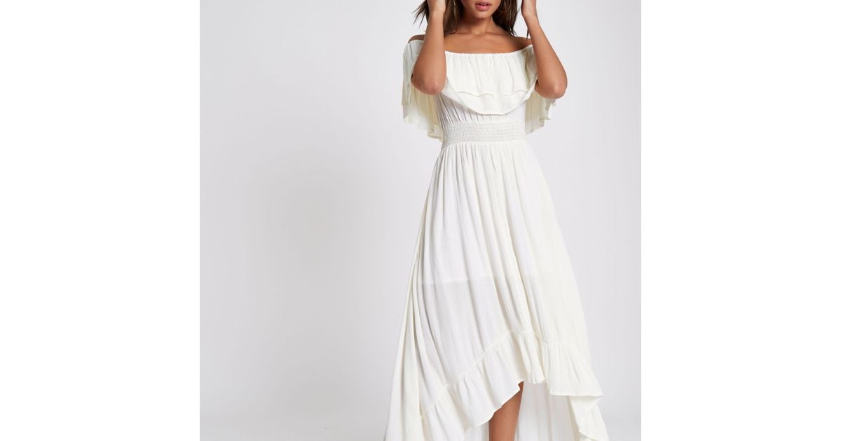 white bardot maxi dress