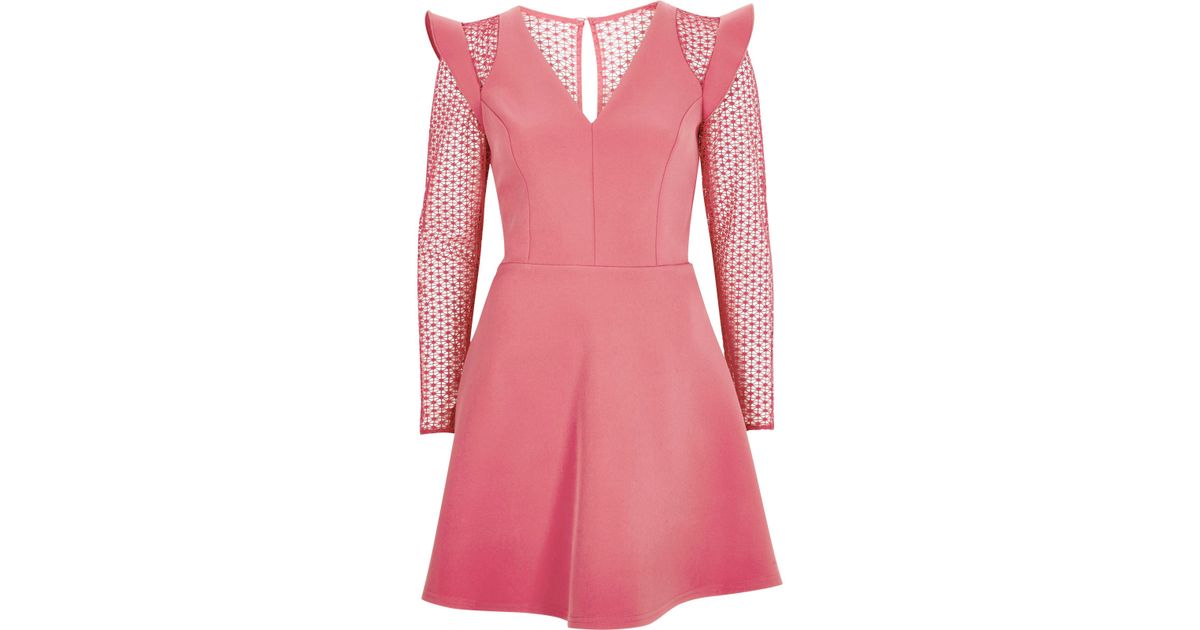 river island pink lace dress