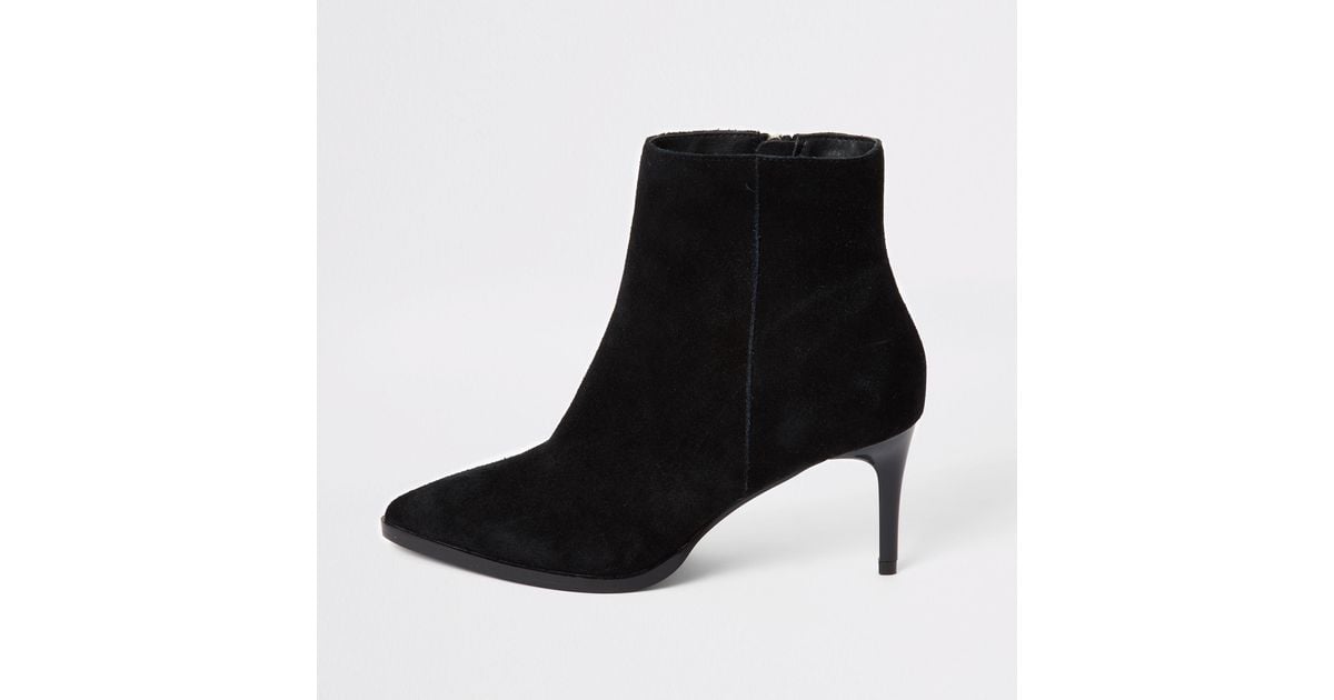 black pointed suede ankle boots