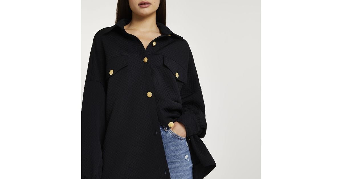 River Island Black Longline Shacket Lyst UK