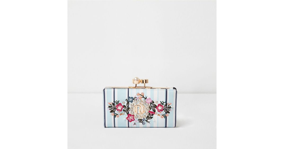 river island blue purse