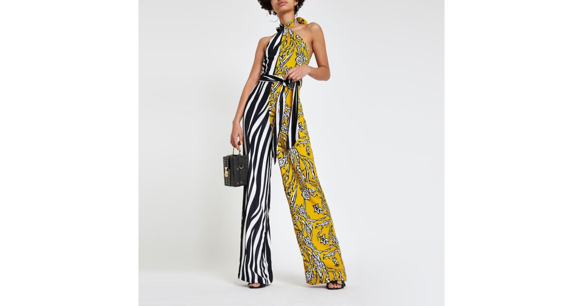river island blue zebra jumpsuit