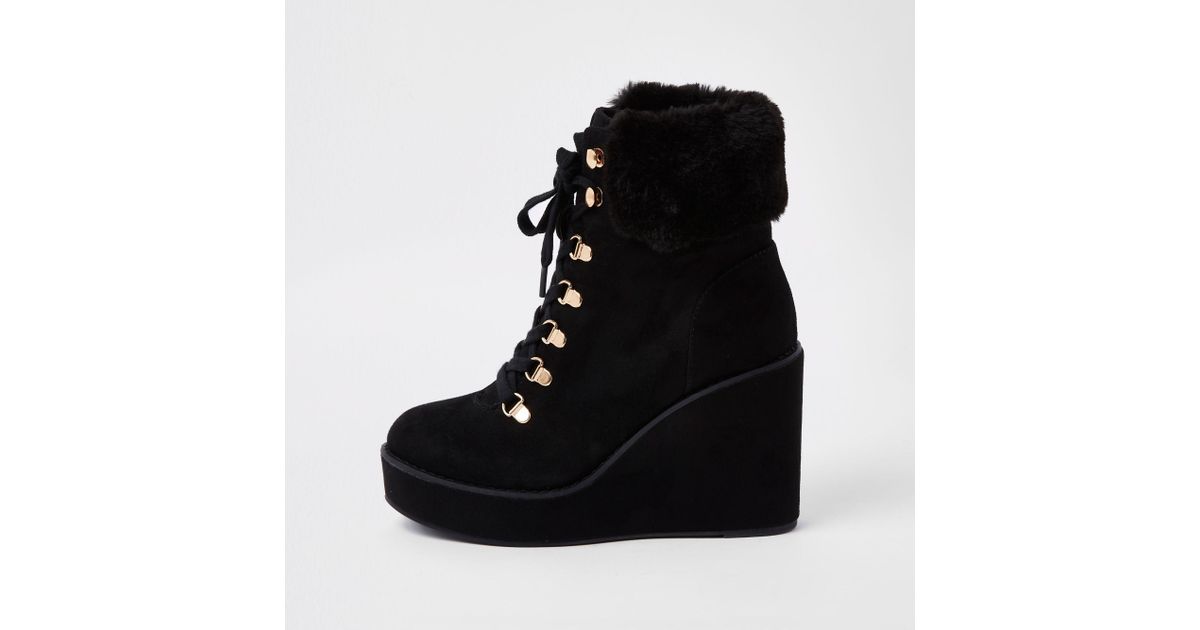 river island black lace up boots