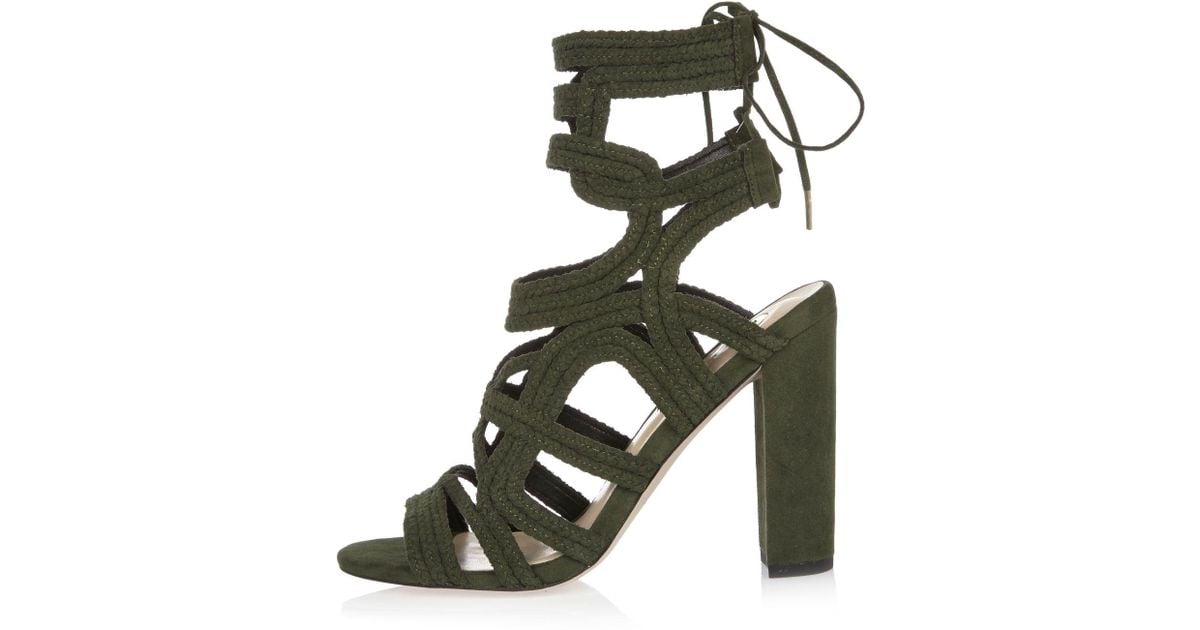 khaki green heels