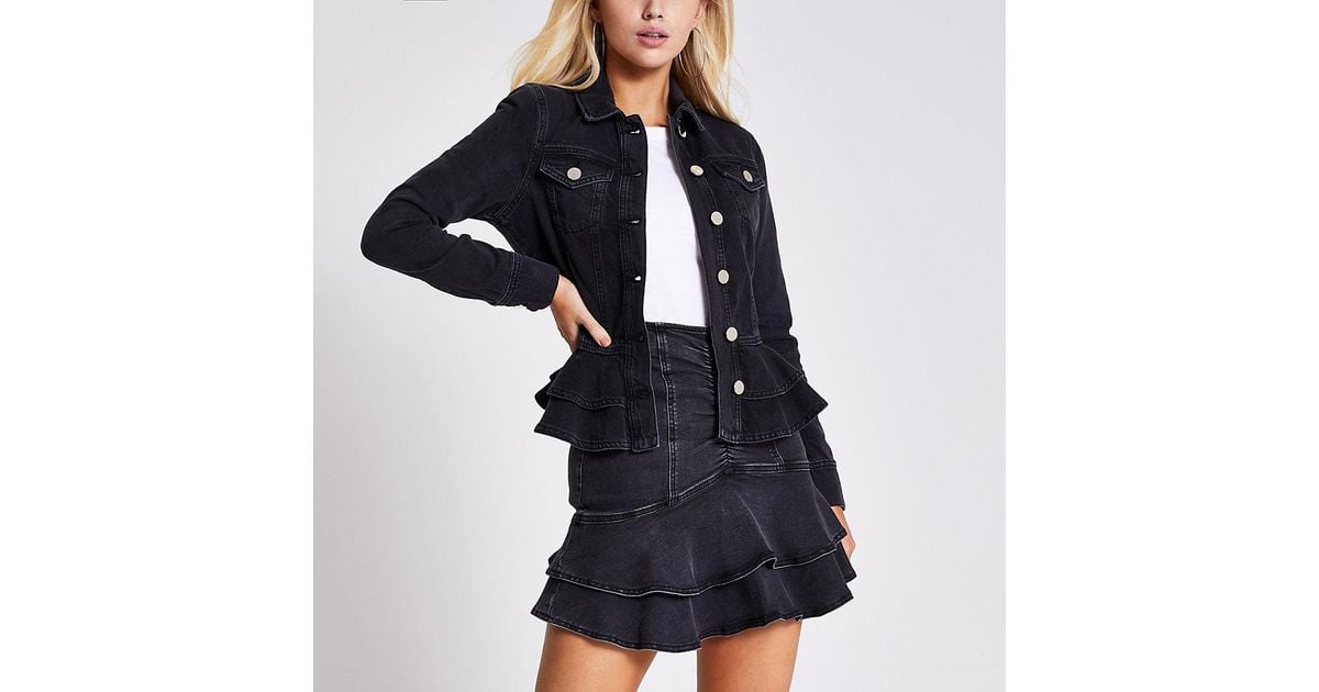 black frill denim jacket