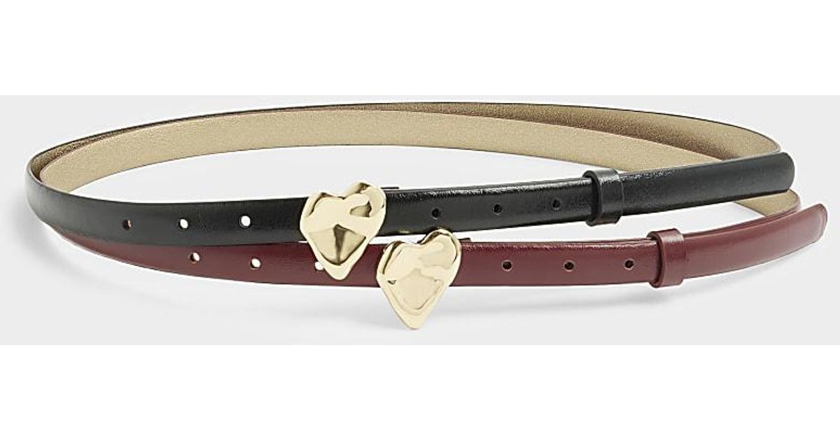 River Island Red Heart Skinny Belt Multipack 