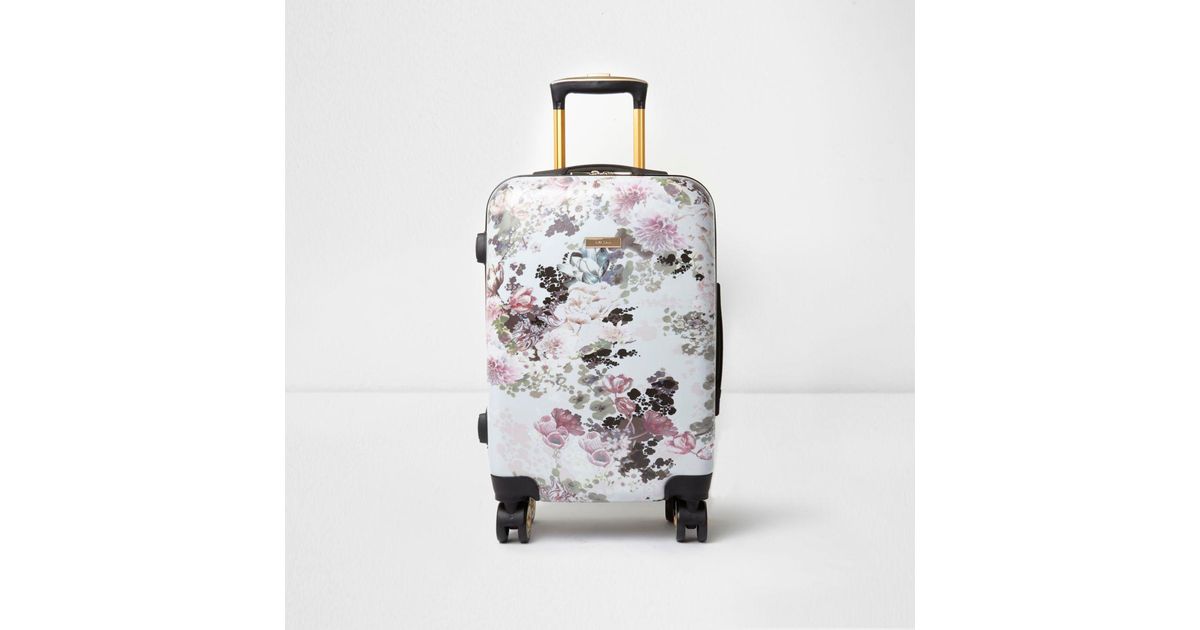 Pink cheap floral suitcase