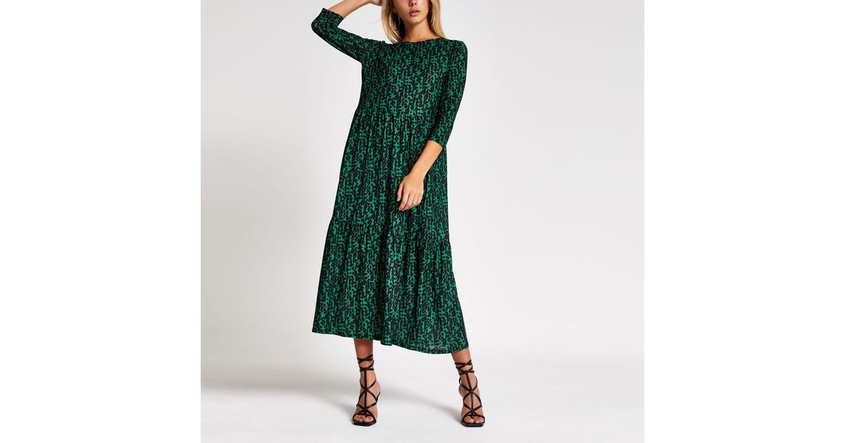 river island green leopard print dress