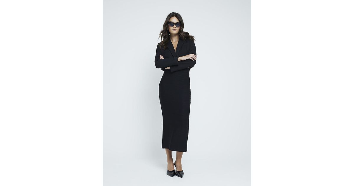 River Island Bandage Midi Skirt in Black Lyst UK