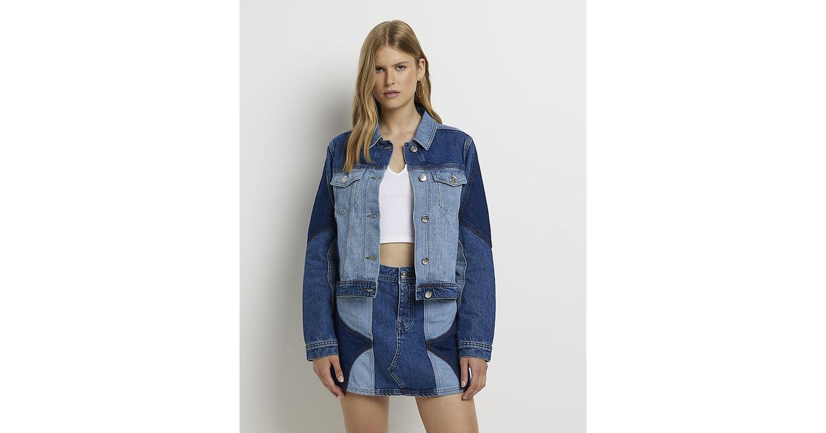 river island patchwork denim jacket
