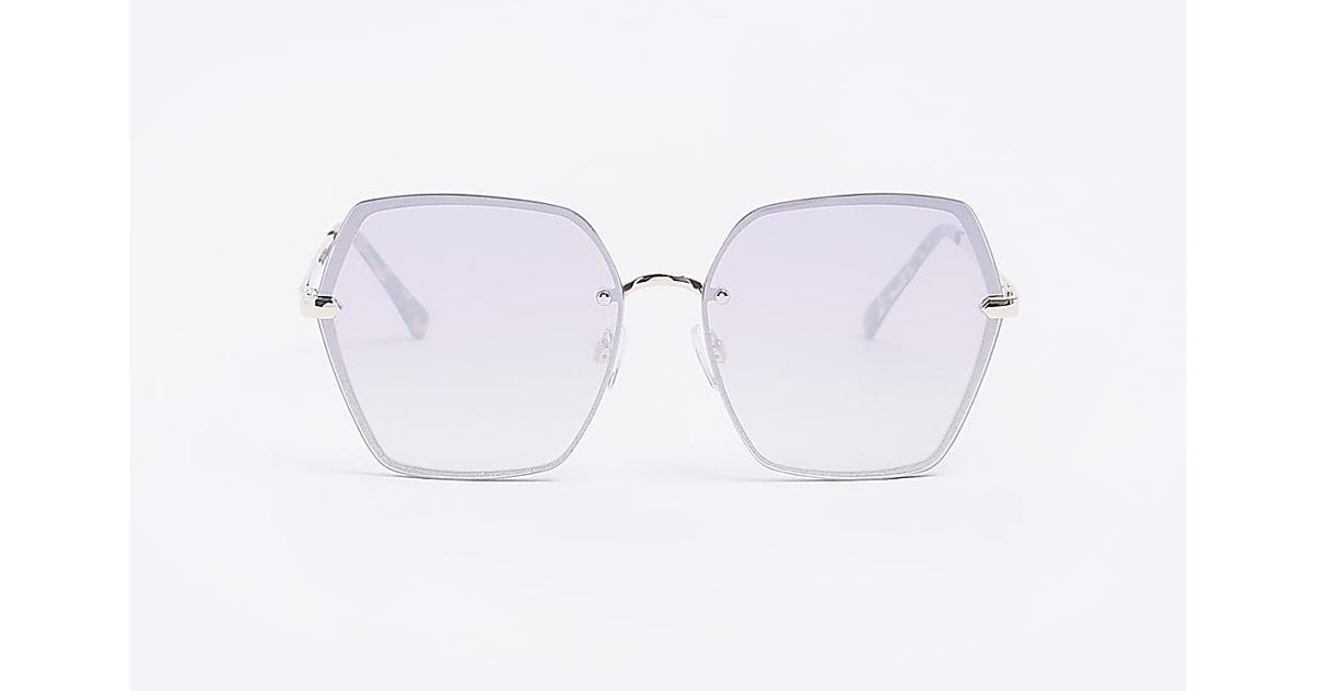 River Island Rimless Glitter Sunglasses in White Lyst UK