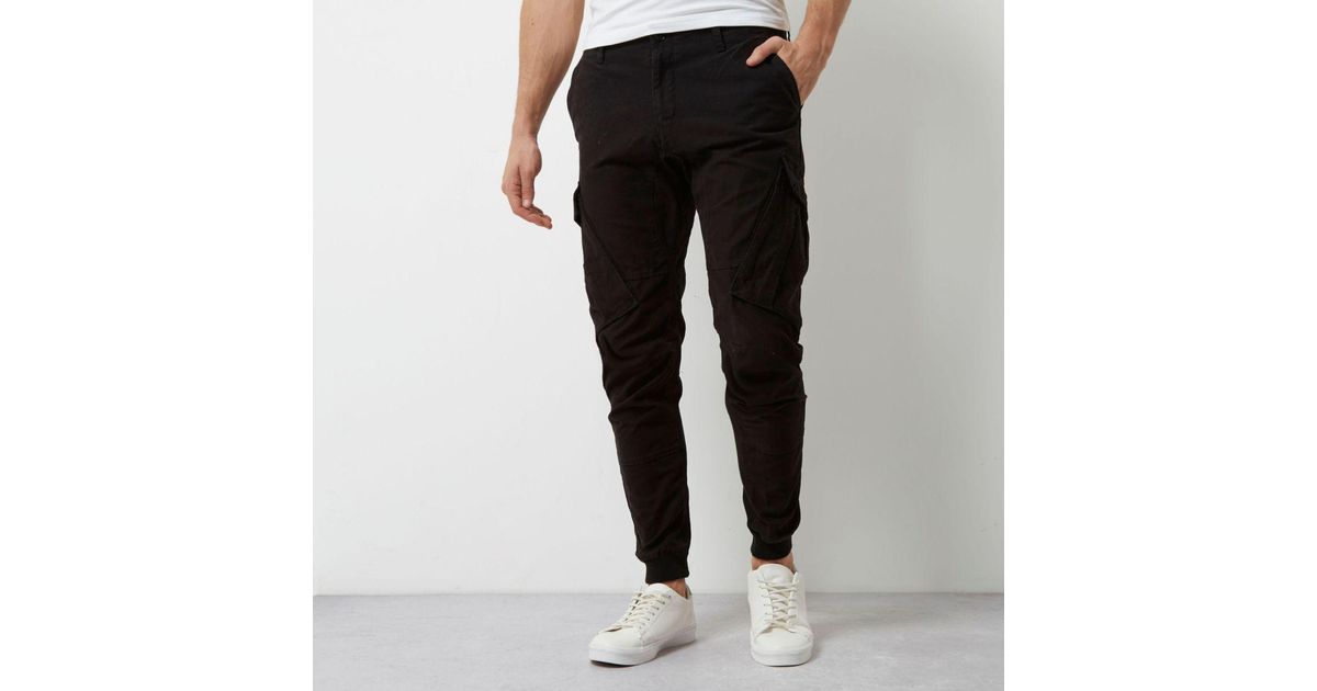 river island slim fit cargo trousers in khaki