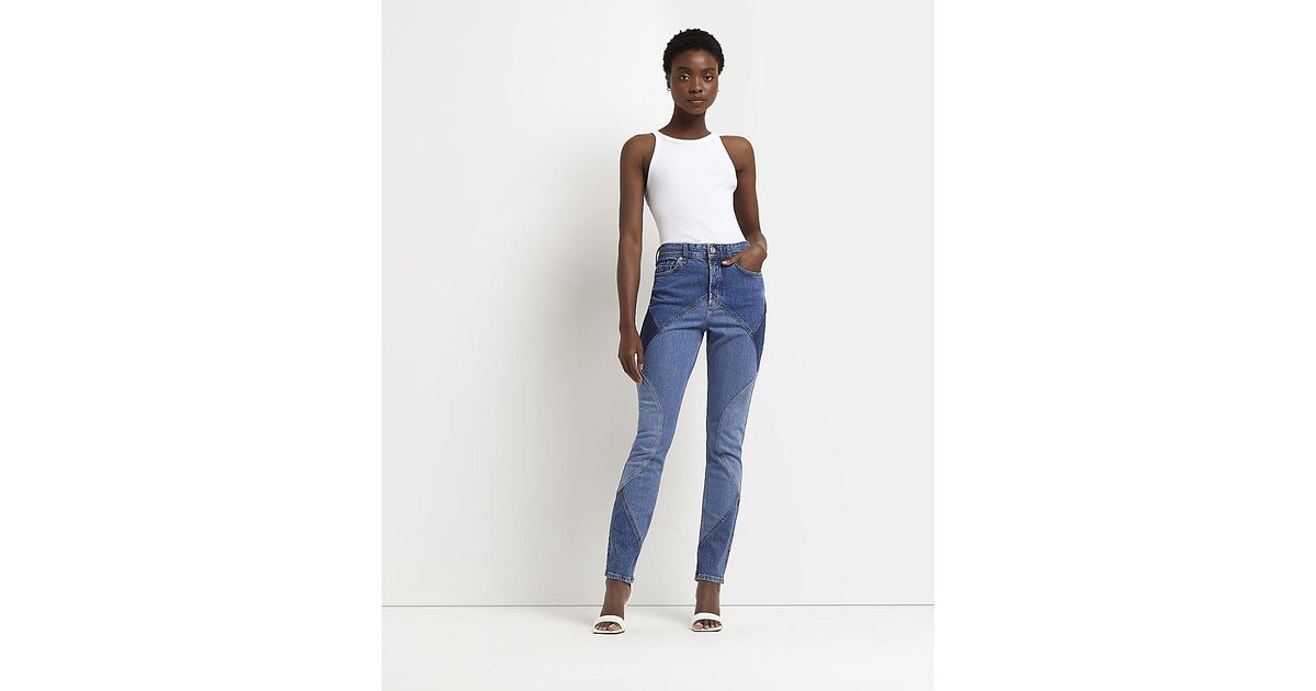 River Island Blue Denim Mid Rise Slim Jeans Lyst