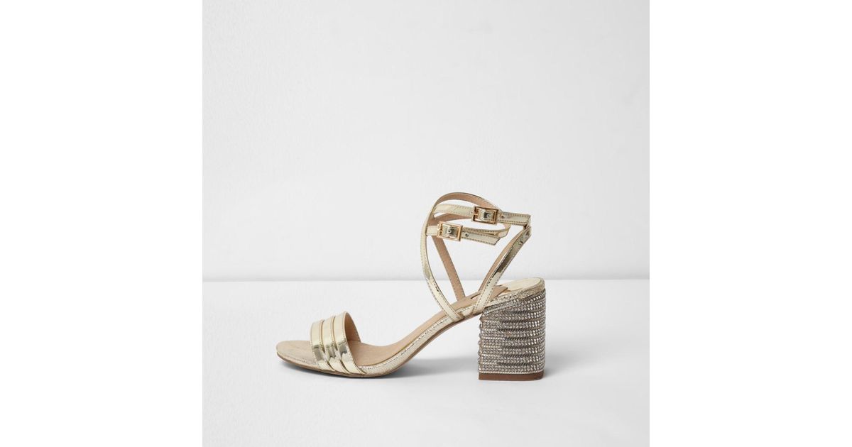 River Island Gold Metallic Diamante 