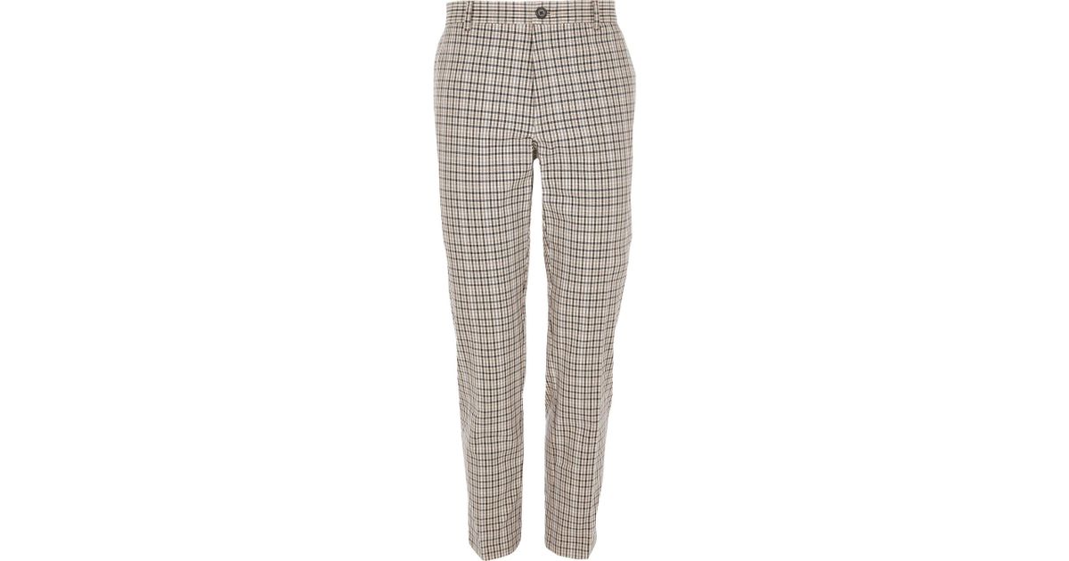River Island Cotton Big And Tall Heritage Check Trousers in Gray for ...