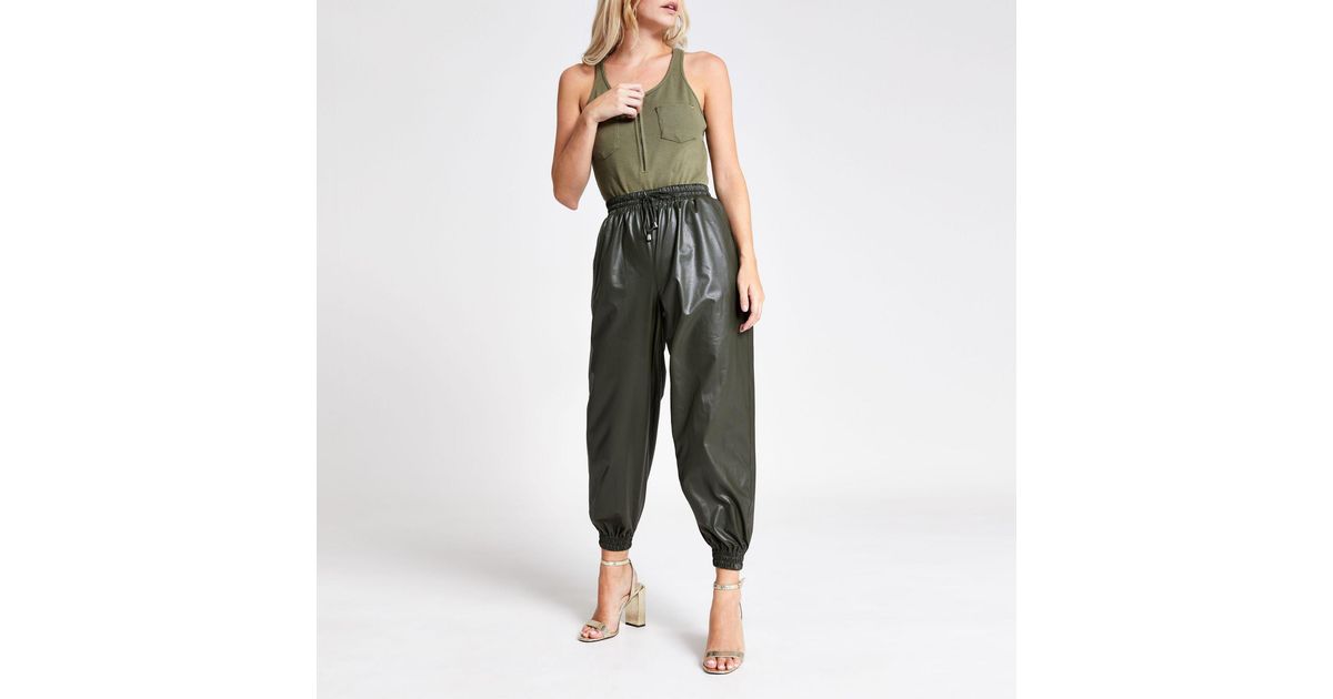 River Island Petite Khaki Faux Leather 