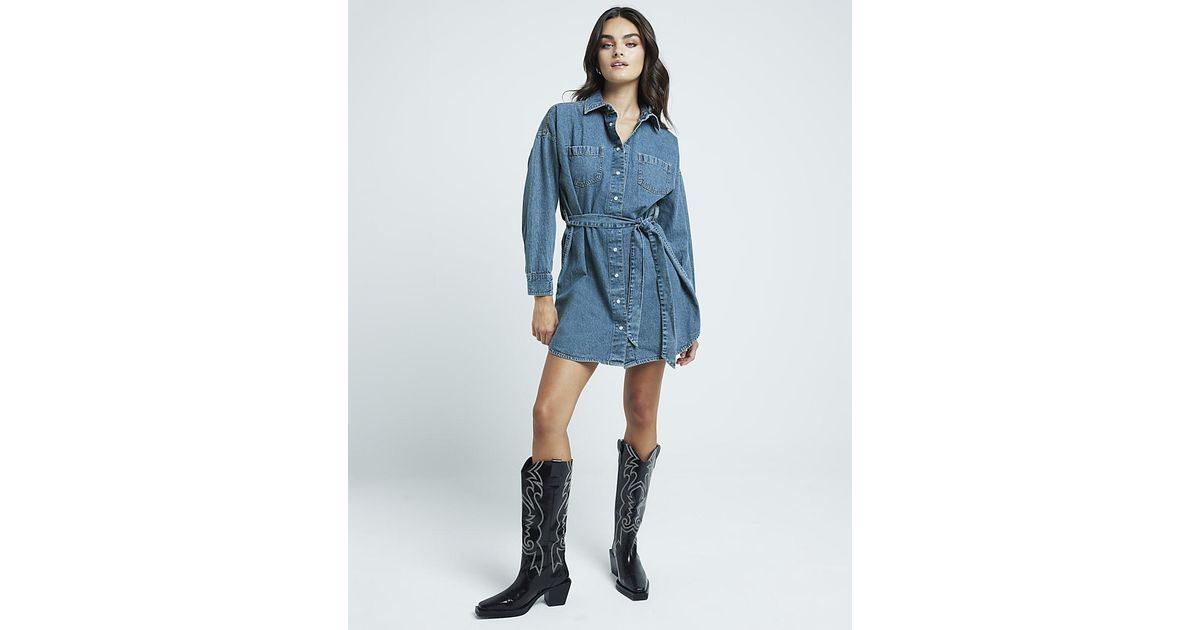 River island denim shirt dress sales