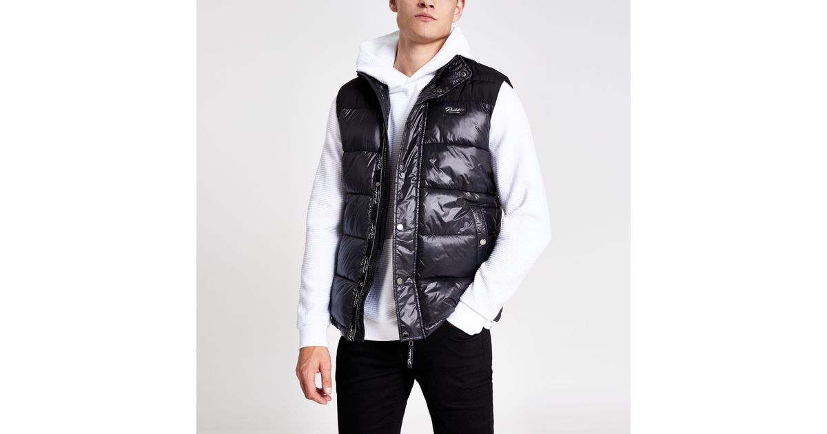 black high shine padded coat river island