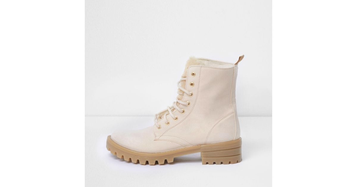 cream lace up boots