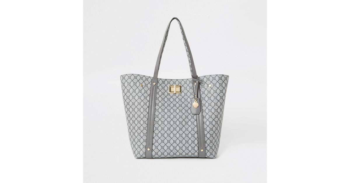 river island grey monogram purse