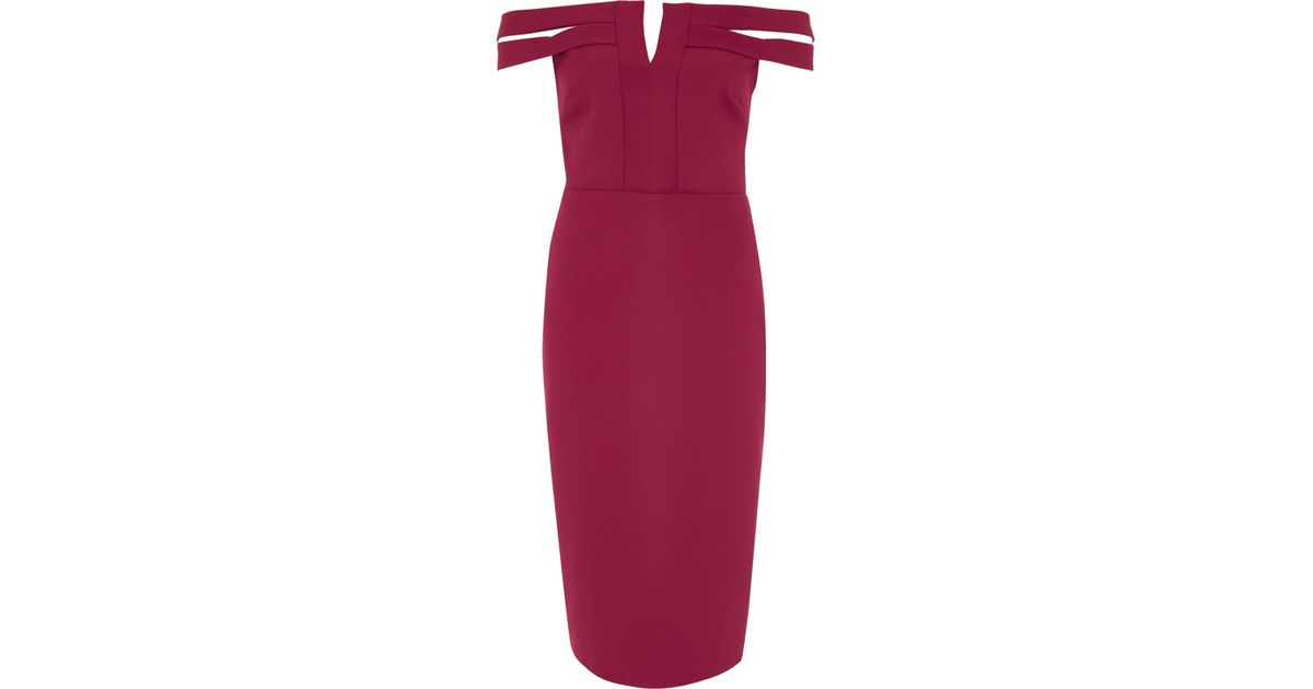 dark red bardot dress