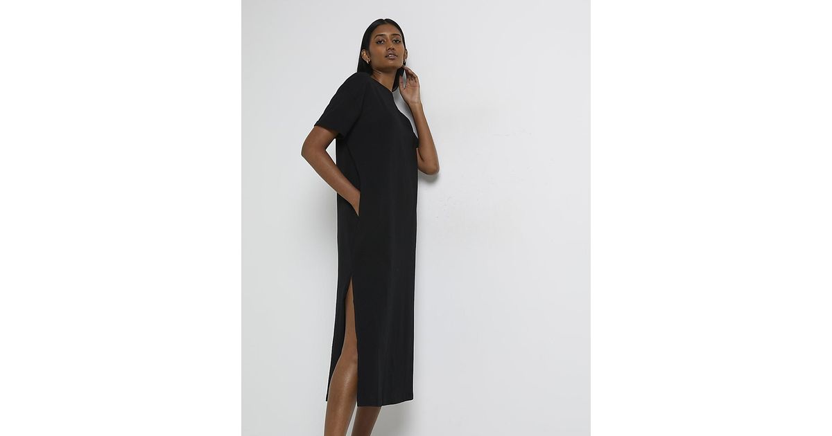 River Island Black T-shirt Midi Dress 