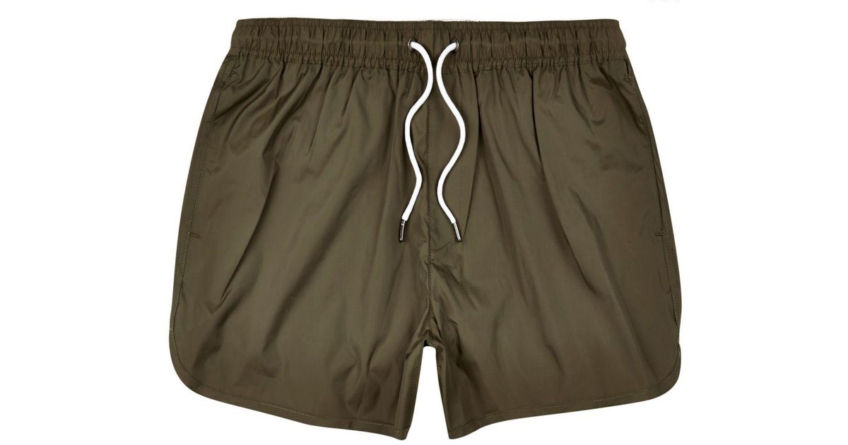 khaki green swim shorts