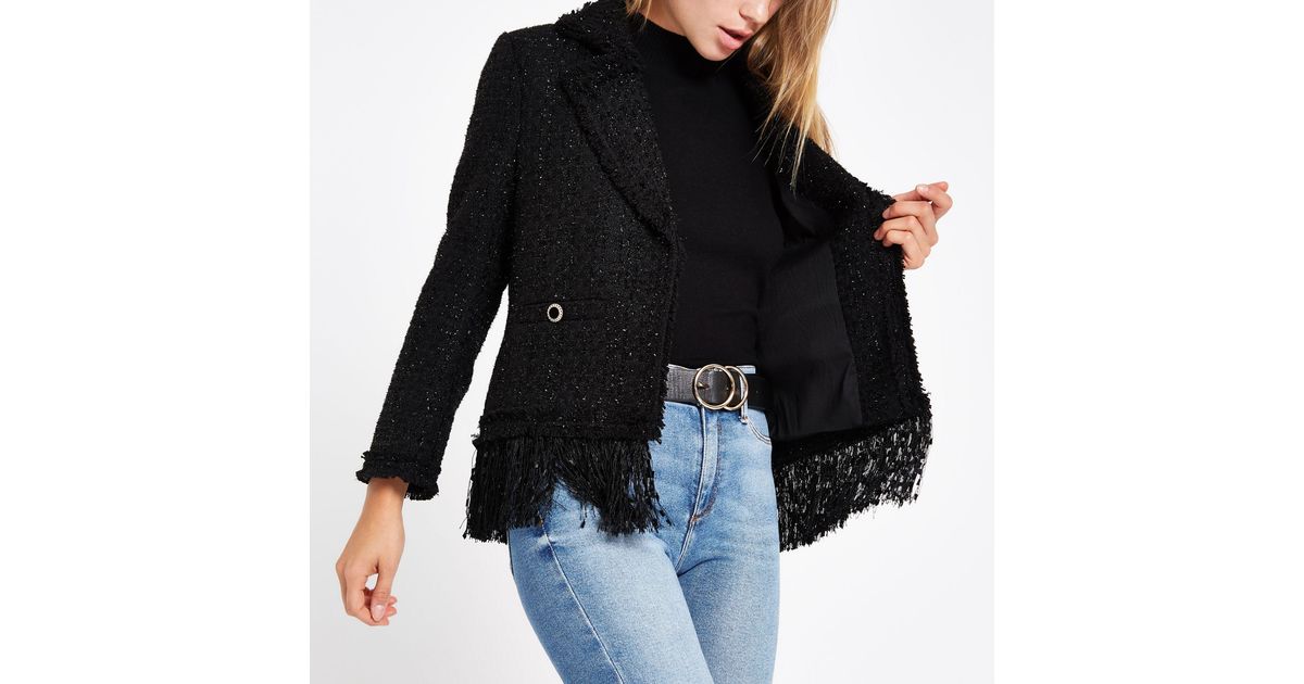 boucle fringe jacket