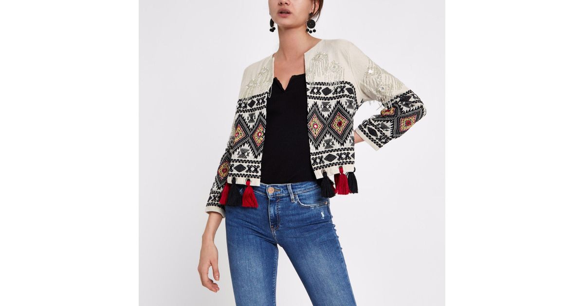 Cotton Embroidered Tassel Hem Jacket 