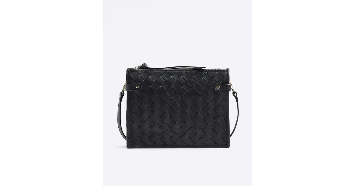 River Island Black Leather Weave Cross Body Bag Lyst