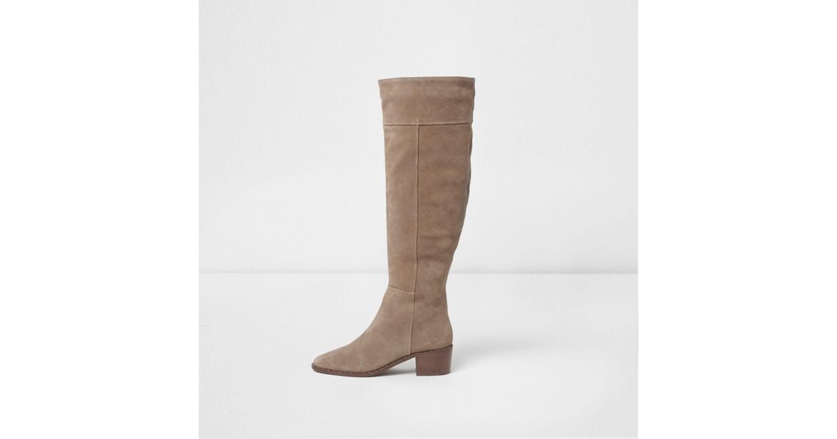 river island beige round toe chelsea boots