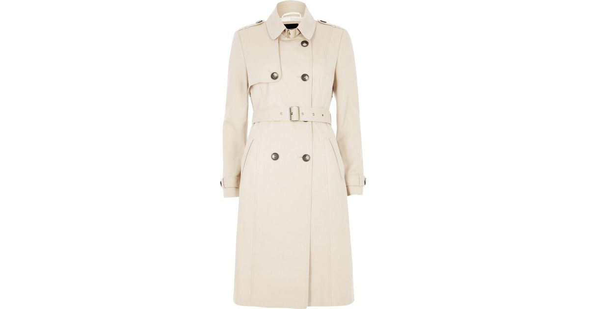 River Island Cotton Cream Belted Trench Coat Cream Belted Trench Coat ...