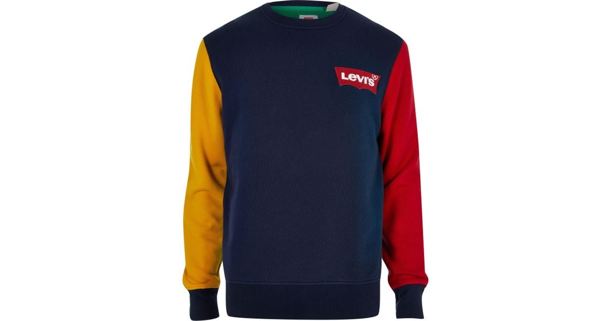 Denim Navy Colour Block Sweatshirt 
