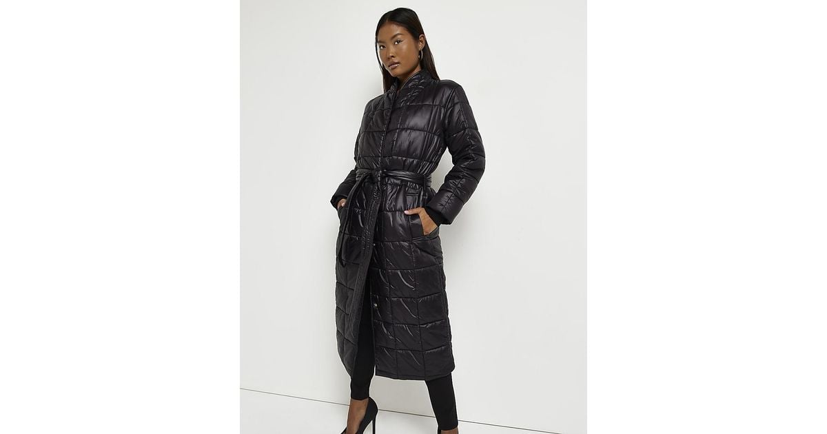 River Island Petite Black Padded Longline Coat Lyst UK