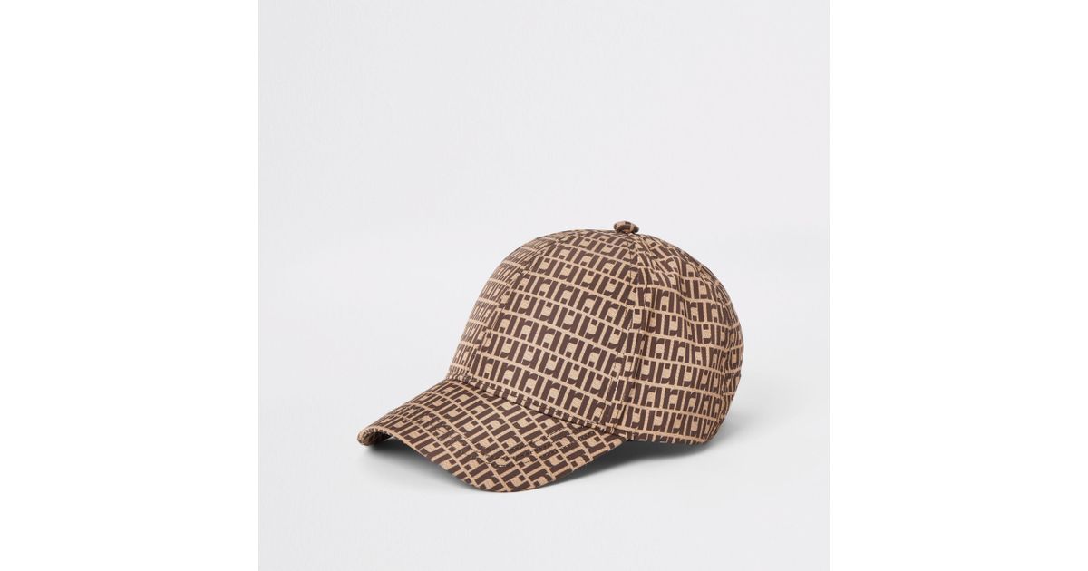 River Island Brown Ri Monogram Cap | Lyst