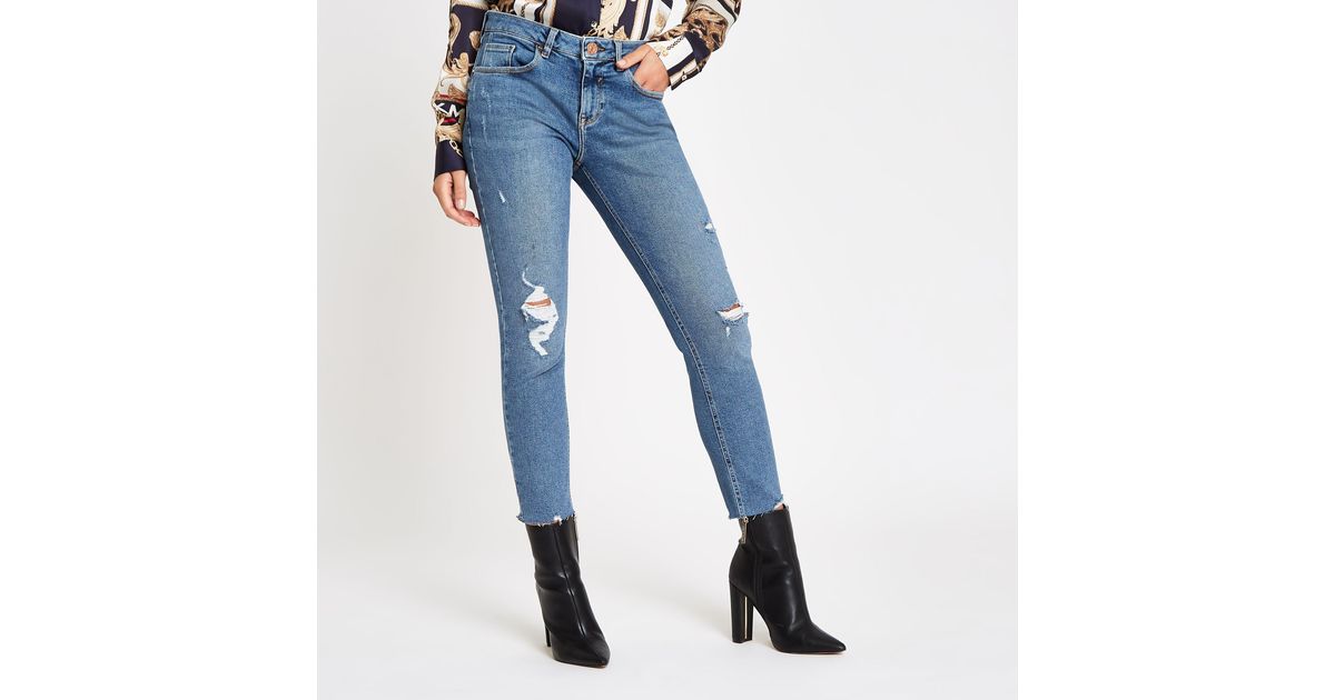 river island ripped skinny jeans