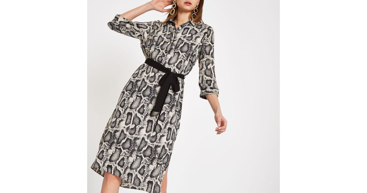river island snake print shirt dress