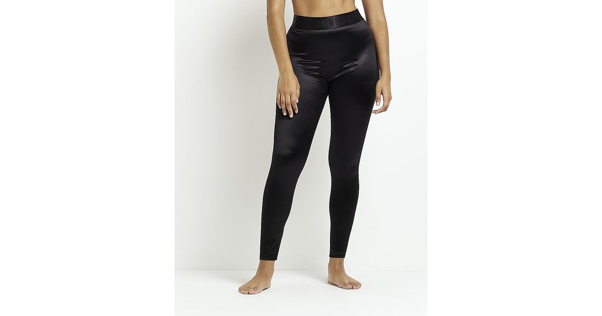 River Island Satin leggings in Black Lyst