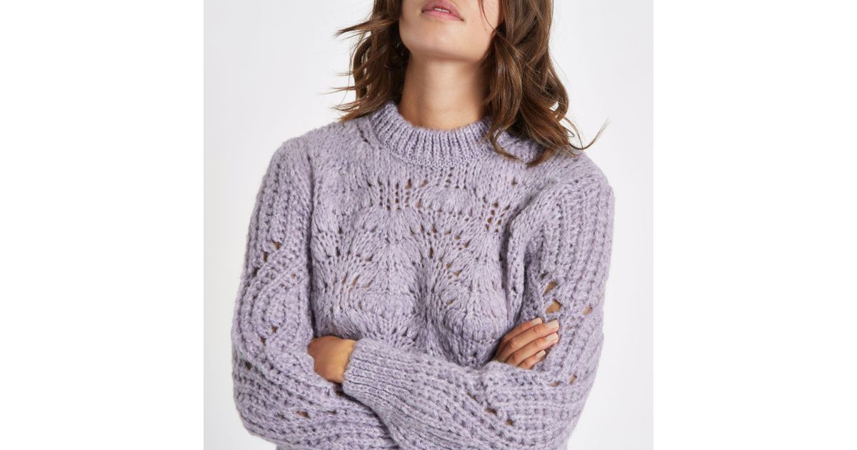 purple chunky knit cardigan