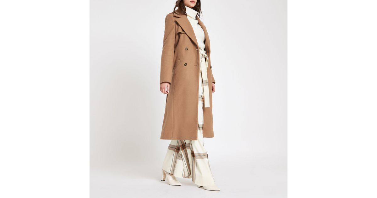 River Island Light Belted Trench Coat in Brown Lyst
