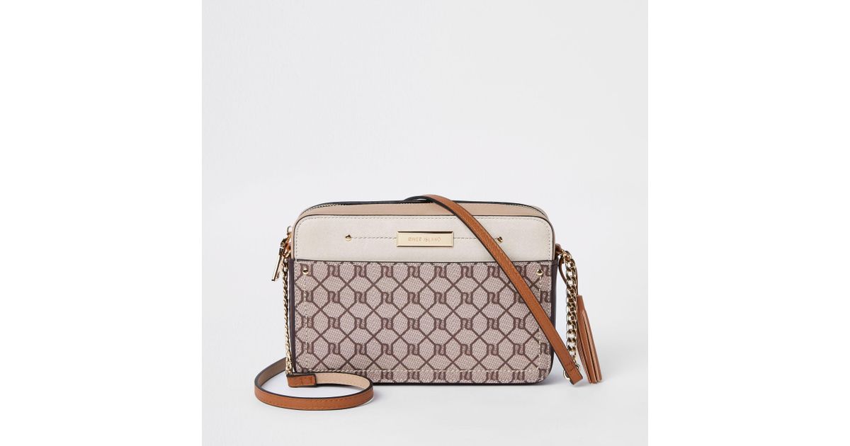 River Island Ri Monogram Boxy Cross Body Bag in Natural Lyst UK